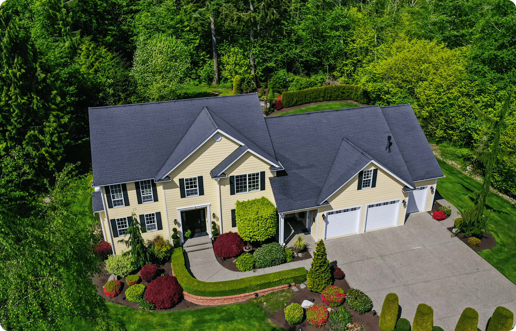 Aerial view of a suburban house.