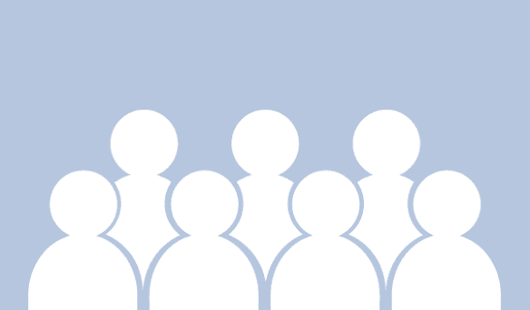 Silhouette group of people on blue background.