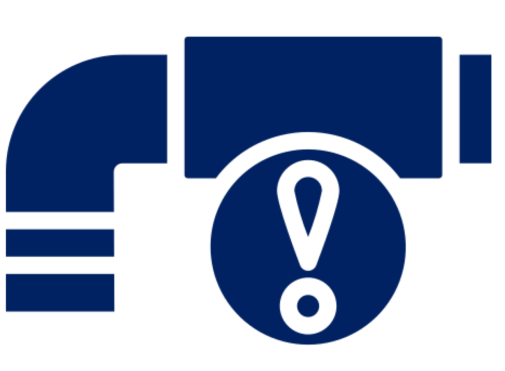 Alert symbol with pipe graphic